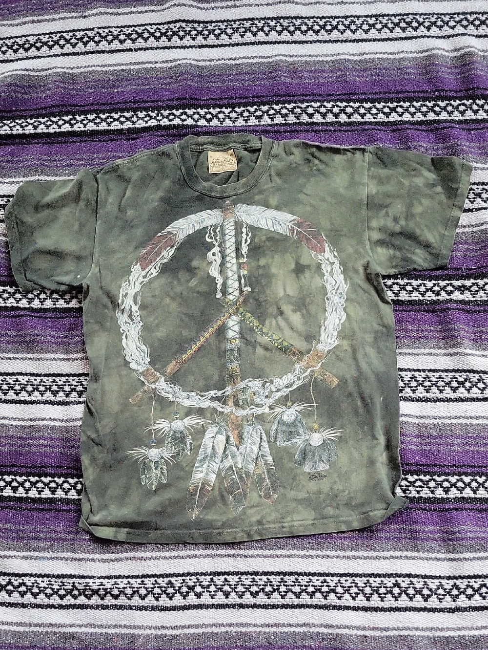 The Mountain Kids Olive Green Tie-Dye Peace Dreamcatcher Tee